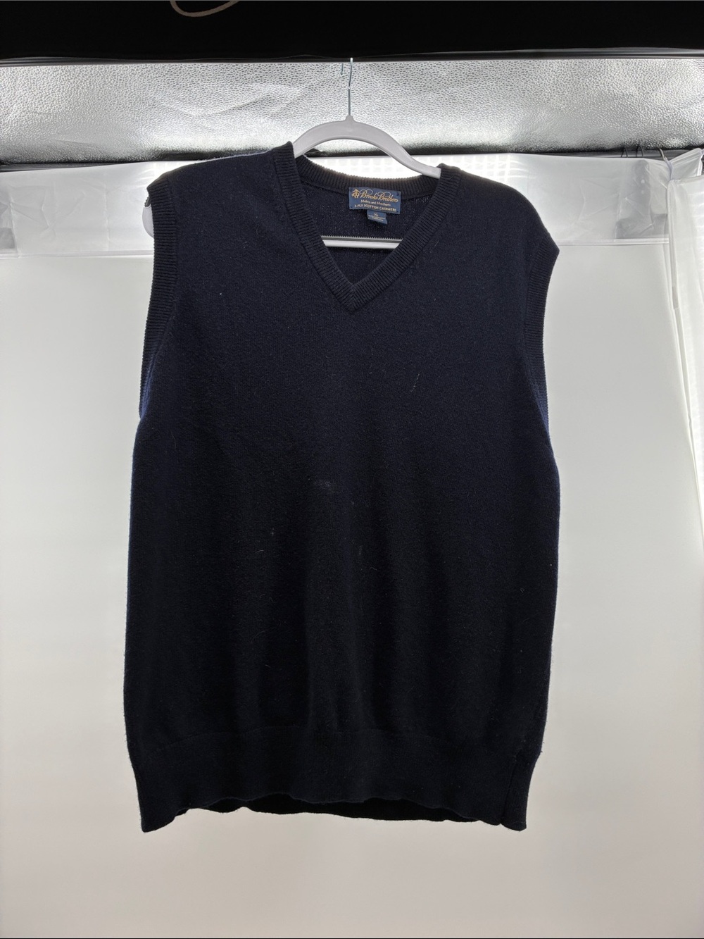 Brooks Brothers Navy V-Neck Cashmere Sweater Vest